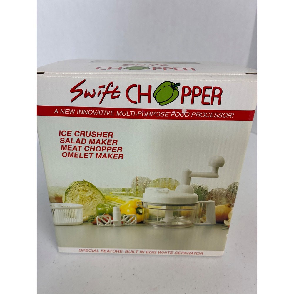 Swift Chopper Manual Food Processor NBIS White Hand Crank Multi Tool NEW